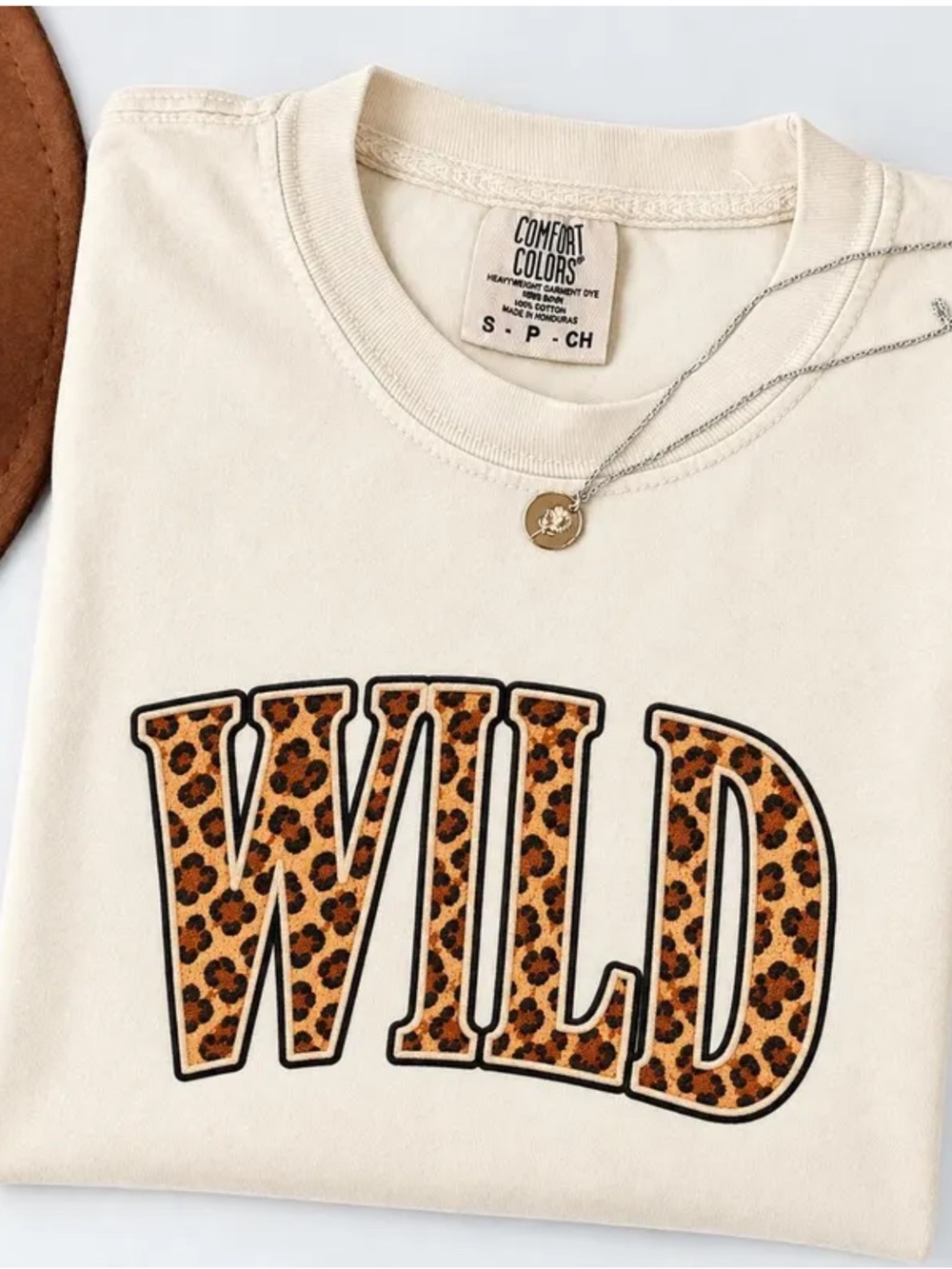 Comfort Colors Ivory Women's Short Sleeve 'WILD' Leopard Graphic Tee